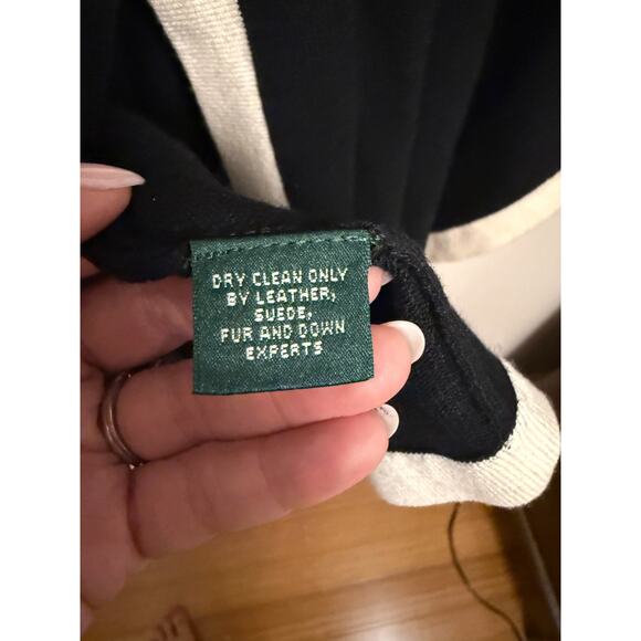 Lauren Ralph Lauren Silk Cashmere Poncho Black Cream Buckle Plus Size 1X Equest. - Picture 4 of 6